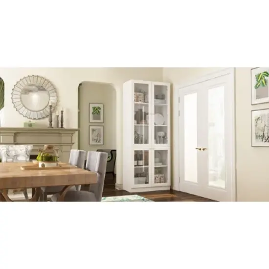 Famapy Modern White Pantry Cabinet With  Glass Doors image {10}