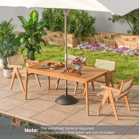 Costway 6-Person Outdoor Acacia Wood Dining Table with 1.96" Umbrella Hole Rectangular image {4}