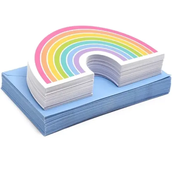 Paper Junkie 36-Pack Die-Cut Rainbow Cards with Envelopes for Kids Party Invitation, Thank You Notes 4x6 in image {3}