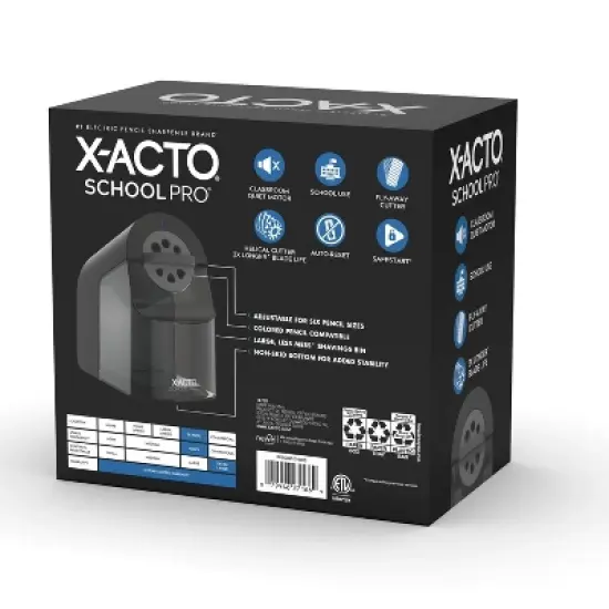 X-ACTO School Pro Electric Pencil Sharpener: Black, Plastic, Powered Desk Tool, 10-Year Warranty, 3.67 lbs, 8.5" Height image {9}