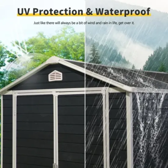 6 ft x 8 ft Resin Outdoor Storage Shed Kit-Perfect to Store Patio Furniture,Black image {4}