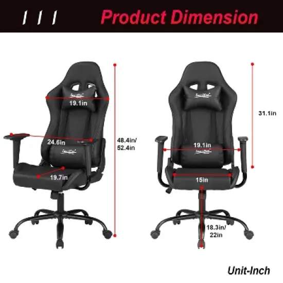 BestMassage Gaming Chair Office Chair with Lumbar Support Headrest Armrests and Rolling Swivel Computer Chair for PC Gamer image {6}