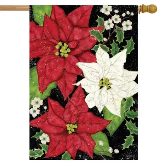 Briarwood Lane House Flag 40x28 For Outdoor Festive Poinsettias Christmas House Flag Flag For Christmas House Flag image {1}