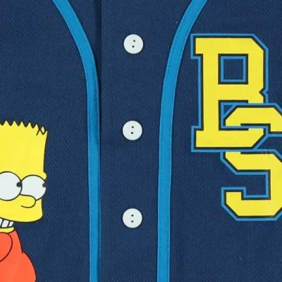 Boys The Simpsons Baseball Jersey - Homer, Bart, Lisa Mesh Button Down Shirt - The Simpsons Mesh Baseball Jersey (Navy, 8) image {4}