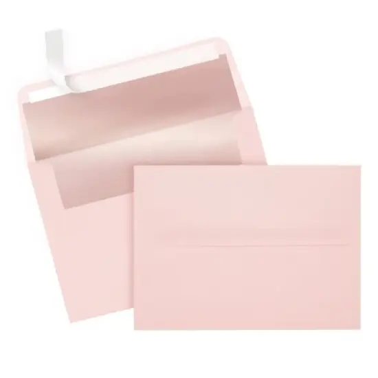 Best Paper Greetings 50 Pack Pink A7 Envelopes, 5x7 Size for Mailing Wedding Invitations, Greeting Cards, Rose Gold Foil Lining, Peel & Stick Seal image {3}