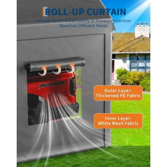 GustoWave 10x20 FT Heavy Duty Carport, Portable Garage for Cars, Boats, Trucks image {5}