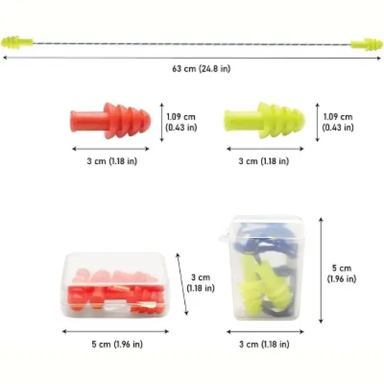 Quality Silicone Reusable Ear Plugs - 10 Pairs with 2 Plastic Cases 30dB Noise Cancelling with Strings for Adults Kids Sleeping Shooting Hunting Work image {3}