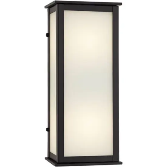 John Timberland Modern Outdoor Wall Light Fixtures Set of 2 Black 12 3/4" Milky White Glass Panels for Post Exterior Barn Deck image {4}