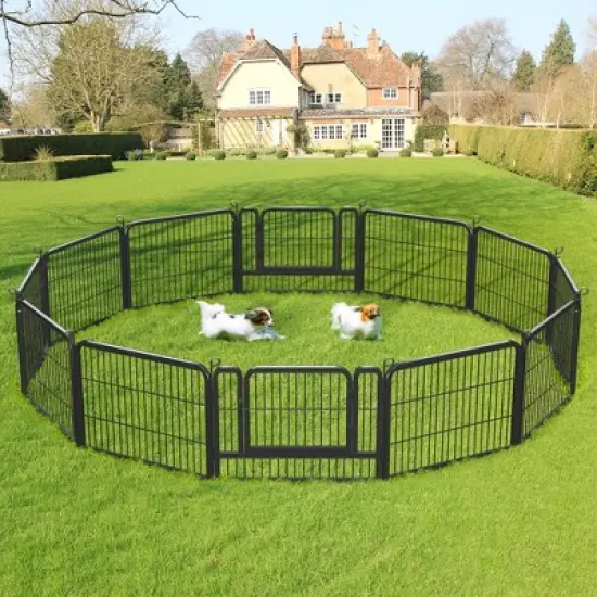 Yaheetech 12 Panel Dog Playpen Dog Exercise Pen Cat Fence, Black image {1}