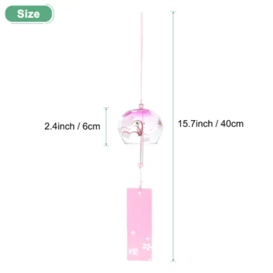 Unique Bargains Glass Outdoor Handmade Style Wind Chimes Gradient Pink 1 Pack image {2}