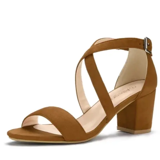 Allegra K Women's Crisscross Ankle Strap Block Heel Sandals image {17}