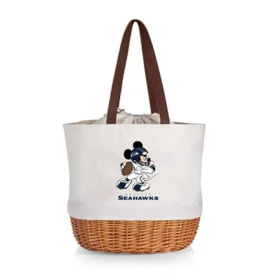 NFL Seattle Seahawks Mickey Mouse Coronado Canvas and Willow Basket Tote - Beige Canvas image {4}