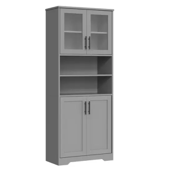 67" Tall Storage Cabinet, Pantry Cabinets with Glass Doors and Adjustable Shelves, Freestanding Kitchen Cupboard for Living Room, Dining Room image {8}