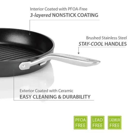 TECHEF Onyx - 12" Nonstick Grill Pan image {3}