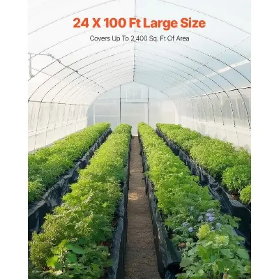 VEVOR 24' x 100' Plastic Sheeting Heavy Duty , 6 Mil Thick Plastic Sheeting Roll, Plastic Drop Cloth Painters Tarp, Polyethylene Covering, Black image {3}