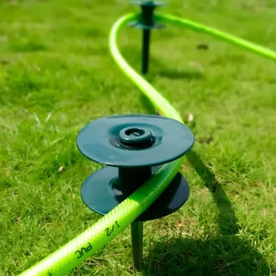 Syemin Landscape Equipment Parts and Accessories, Garden Hose Guide Spikes 6PCS with Heavy-Duty Swivel Caps, Green, 3.7"*3.7"9.84" image {3}