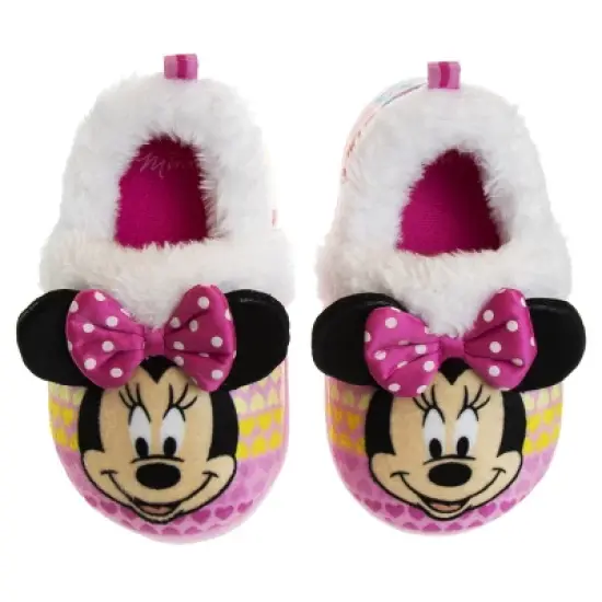 Disney Kids Girl's Minnie Mouse Slippers - Plush Lightweight Warm Comfort Soft Aline House Slippers - MultiColor (size 5-12 Toddler-Little Kid) image {8}