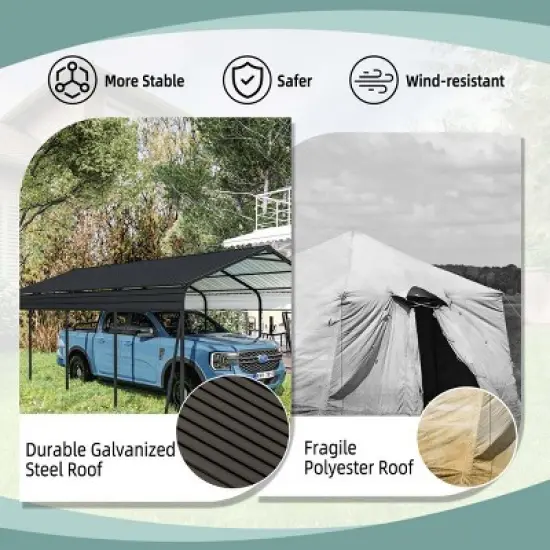 Metal Heavy Duty Metal Canopy Carport,Galvanized Steel Outdoor Carport Shelter with Reinforced Structure,Garage Shed for Car,Truck-Coolbibila image {5}