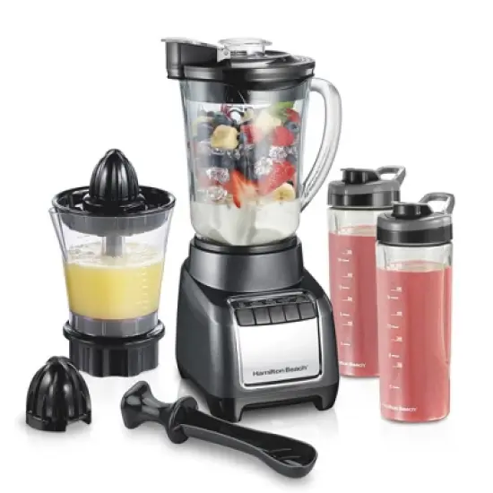 Hamilton Beach 3 in 1 Blend & Juice Glass 5-Speed Blender System Black 53524: Juicer, Smoothie Maker, Dishwasher Safe image {7}