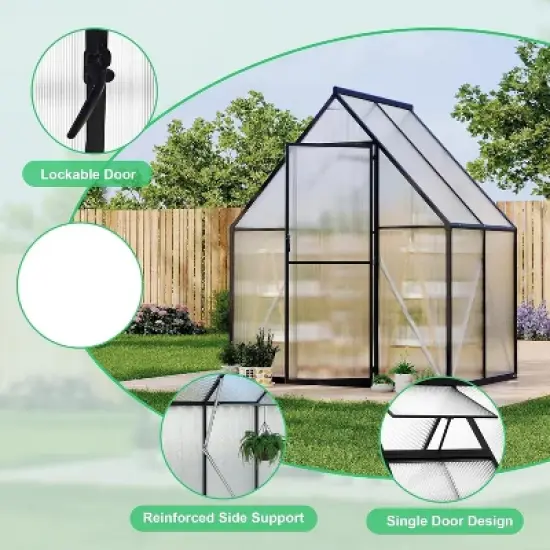 GustoWave  6'X4' Aluminum-Framed Polycarbonate Greenhouse Kit image {5}