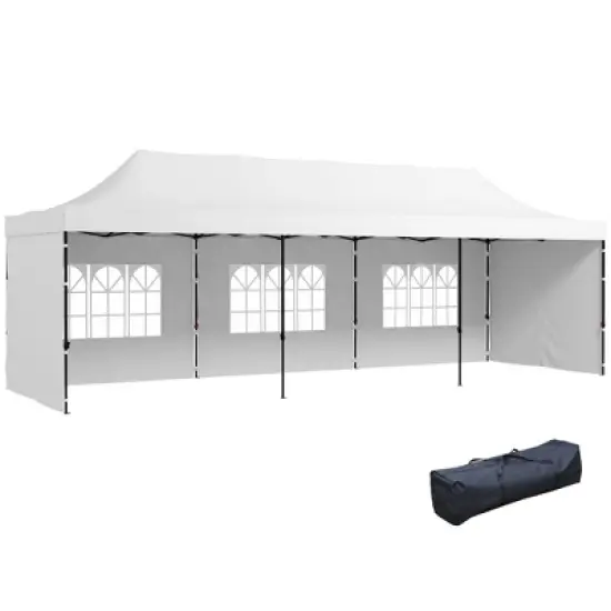 Outsunny 338.5" x 114.25" Pop Up Canopy Tent, Tent for Parties with Carry Bag and Sand Bags, Height Adjustable image {6}