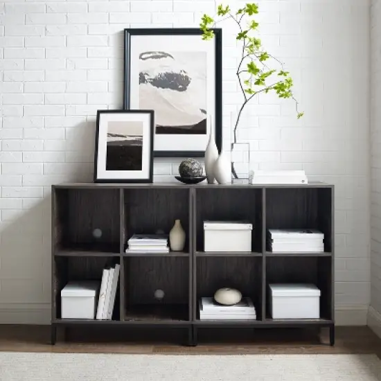 2pc Jacobsen Record Storage Cube Bookshelf Set Brown Ash - Crosley image {7}