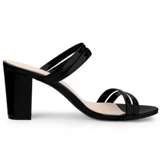 Allegra K Women's Clear Strappy Slide Mule Block Heel Sandal image {6}