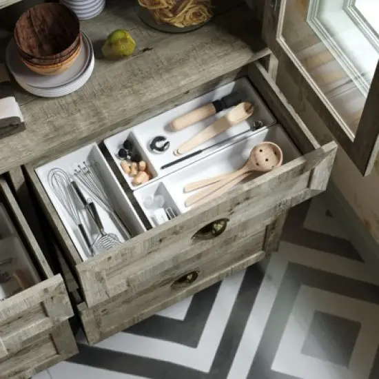 Famapy Vintage Kitchen Cabinet,Adjustable Shelves & Glass Doors,Multi-Drawer Large-Capacity Kitchen Storage Solution,Antique-Style Kitchen Pantry image {6}