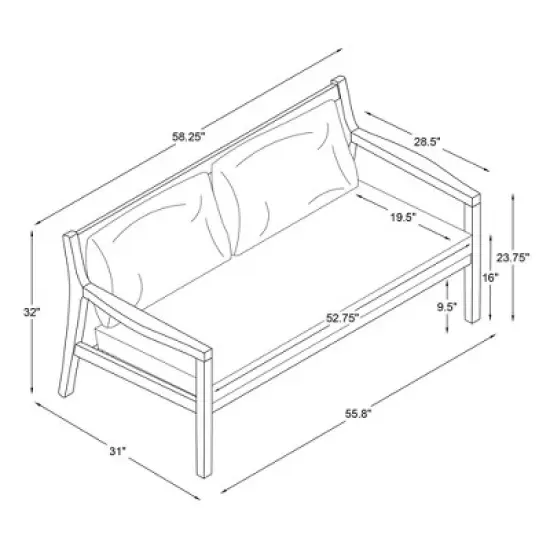 Linon Melita Acacia Two Seater Sofa Beige/White image {7}
