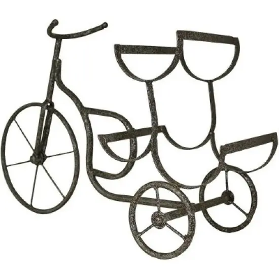 LIVEVIE Classic Vintage Bike Delivery Style Wine Rack Freestanding Wine Holder for 3 Bottles - Countertop Tabletop Wine Organizer image {1}