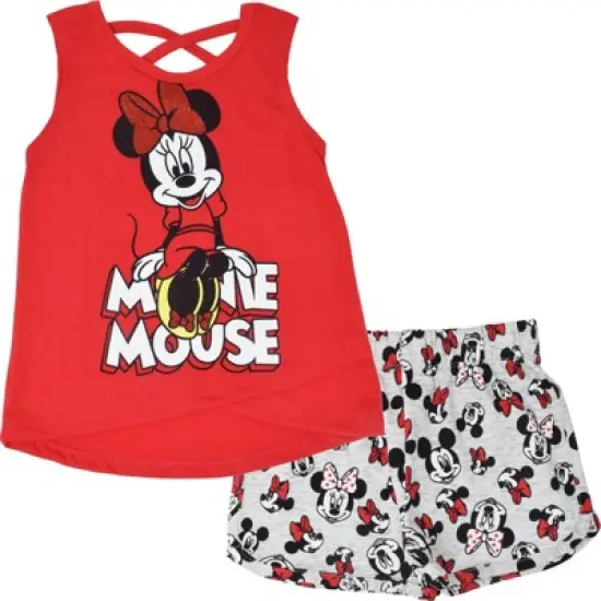 Disney Moana Princess Frozen Ariel Minnie Mouse Baby Girls Tank Top and French Terry Shorts Infant to Little Kid image {12}