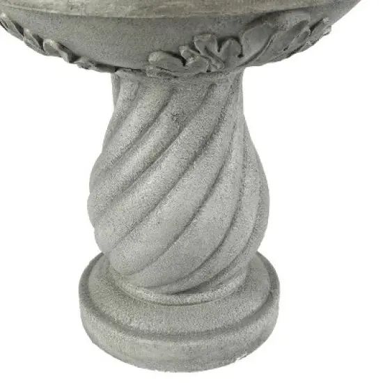 LuxenHome Gray Resin Cherub Birdbath Outdoor Fountain image {7}