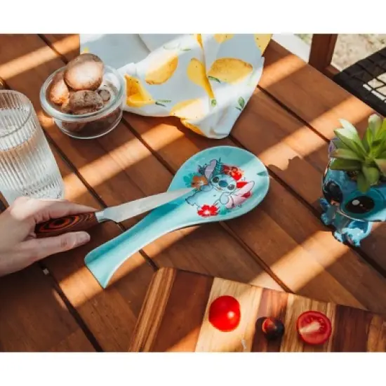 Silver Buffalo Disney Lilo & Stitch Hibiscus Flowers Ceramic Spoon Rest Holder image {6}
