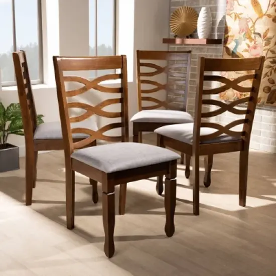 Set of 4 Elijah Dining Chair Gray/Walnut - Baxton Studio image {4}