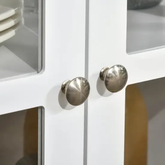 HOMCOM Kitchen Sideboard, Tempered Glass Door Buffet Cabinet with Adjustable Storage Shelf for Living Room, Kitchen, Study, White image {4}