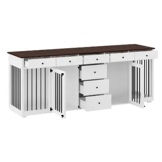 Famapy Large Dog Crate Furniture with Drawers Multifunctional Furniture Style Pet Crate White image {10}
