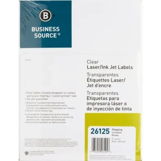 Business Source - Clear Shipping Labels - Clear - 4 1/4 in. - 500 Per Pack image {2}