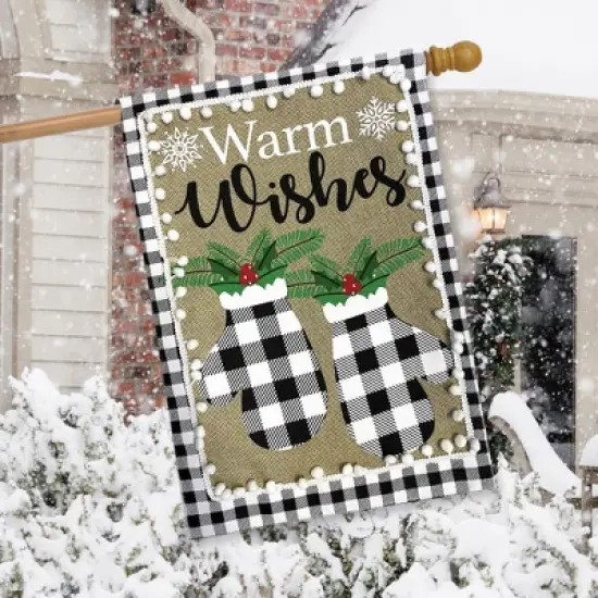 Briarwood Lane Checkered Mittens Burlap Winter House Flag Warm Wi image {2}