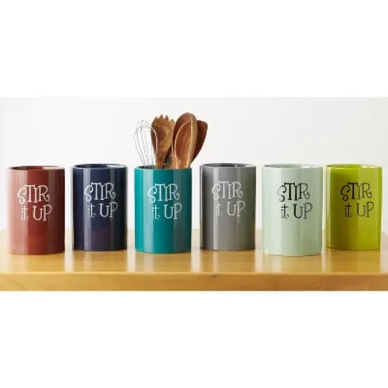 Design Imports Cinnamon Stir It Up Ceramic Utensil Holder image {4}