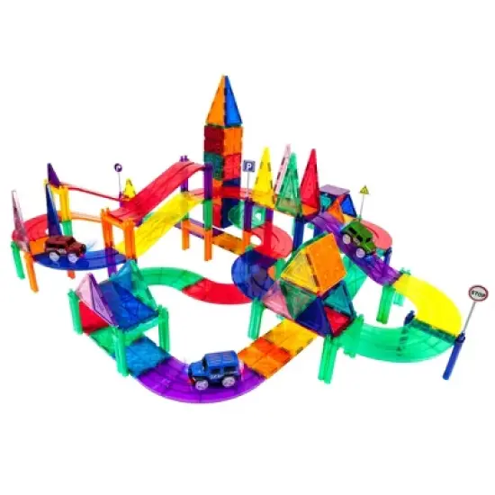 Picasso Tiles Magnetic Race Track 128pc Building Set image {1}