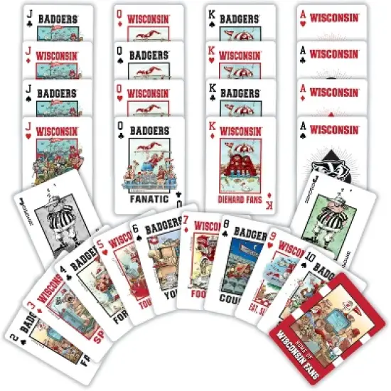 MasterPieces Officially Licensed NCAA Wisconsin Badgers Fan Deck Playing Cards - 54 Card Deck image {2}
