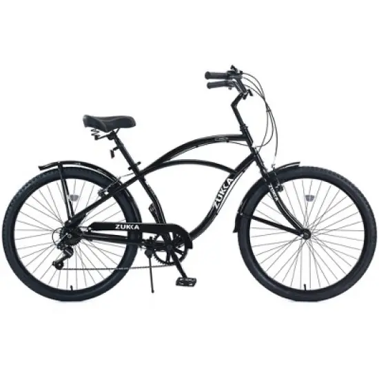 NAYSAYE Bicycle 26 Inch Beach Cruiser Bike 7 Speed Steel Frame for Relaxed Outdoor Riding, Black, 69.96"*28.32"*43.2" image {5}
