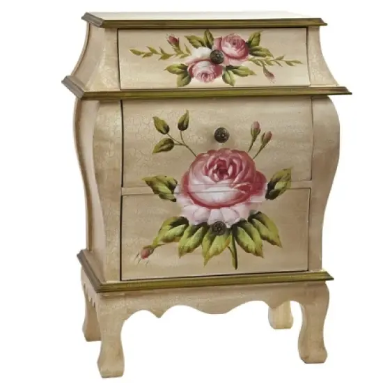 Nearly Natural Antique Night Stand w/Floral Art image {1}