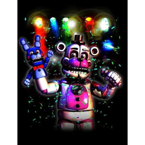 Five Nights at Freddy's Funtime Freddy Colored Lights Boy's Navy T-shirt image {1}