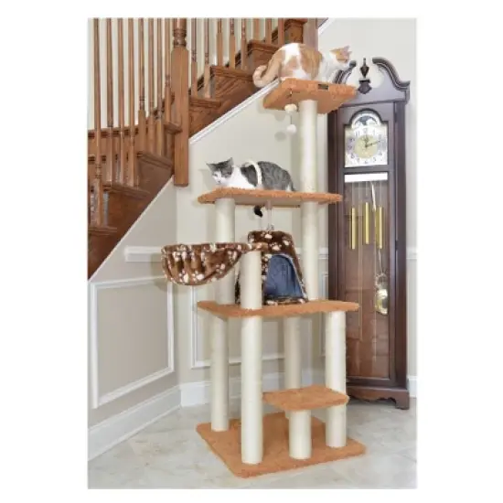 Armarkat Brown Carpet Real Wood Cat Furniture, Pressed Wood Kitty Tower, A6403 image {3}