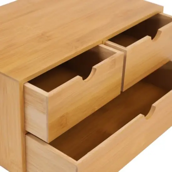 YIYIBYUS Bamboo Desk Organizer Drawers, Tabletop Storage Organization Box image {4}