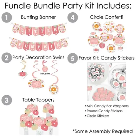 Big Dot of Happiness Girl Little Pumpkin - Fall Birthday Party or Baby Shower Supplies - Banner Decoration Kit - Fundle Bundle image {1}