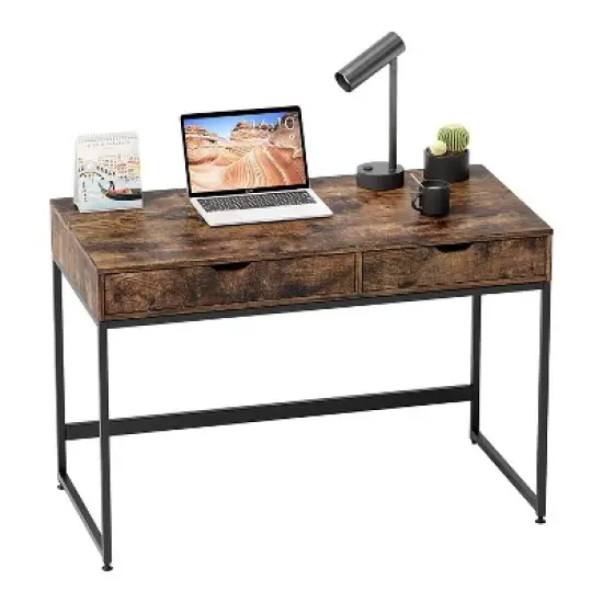 Bestier Office Writing Computer Workstation Desk w/ 2 Drawers image {4}