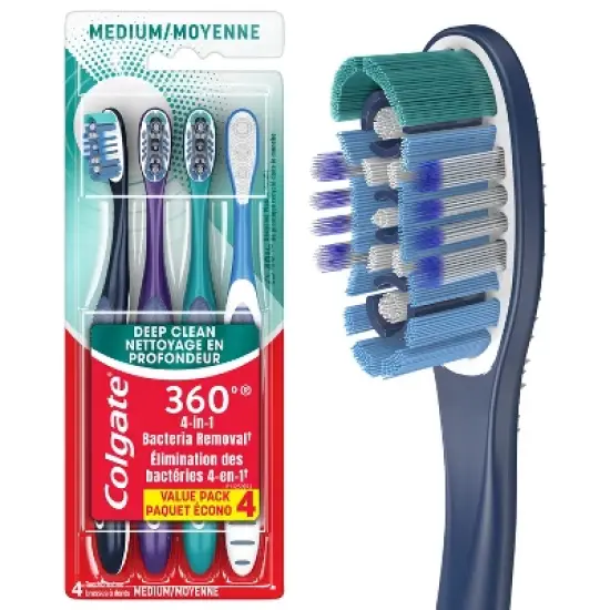 Colgate 360  Deep Clean Manual Toothbrush - Medium - 4ct image {9}