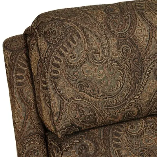 Kensington Hill Beaumont Warm Brown Paisley Patterned Fabric Recliner Chair Comfortable Push Manual Reclining Footrest for Bedroom Living Room Reading image {2}